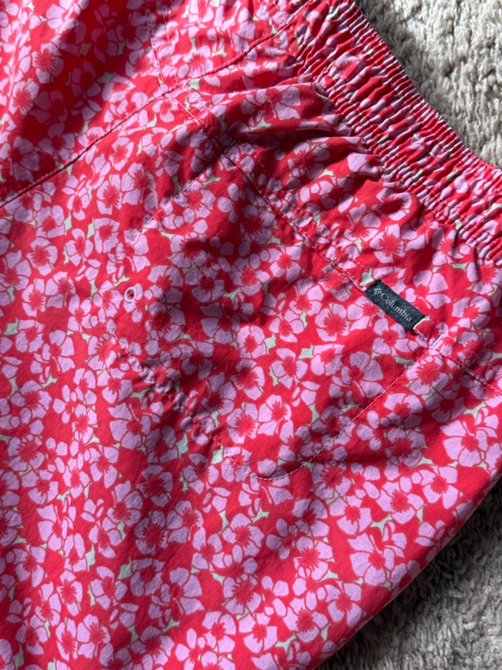 Columbia Pink Floral Drawstring Women’s Shorts size L - Picture 6 of 12